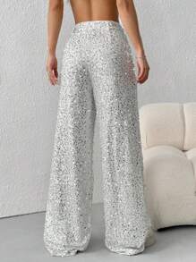 SHEIN EZwear Pantalones brillantes para mujer, minimalistas y de moda, apropiados para el verano