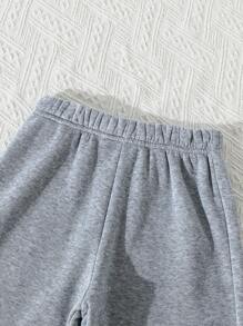 SHEIN Explorewe Tween Girl 3 peças/conjunto de calças térmicas forradas, cor sólida casual confortável para uso diário