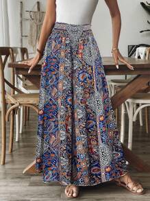 Breezaya Women's Leisure Style Paisley Print Wide Leg Pants With Tie-Waist Fall Cloth For Women - Blue - View 6
