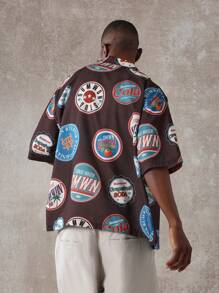 SUMWON Retro Soda Pop Button-Up Resort Shirt All Over Print Short Sleeve Summer Beach Vacation Party Casual Streetwear Relaxed Fit