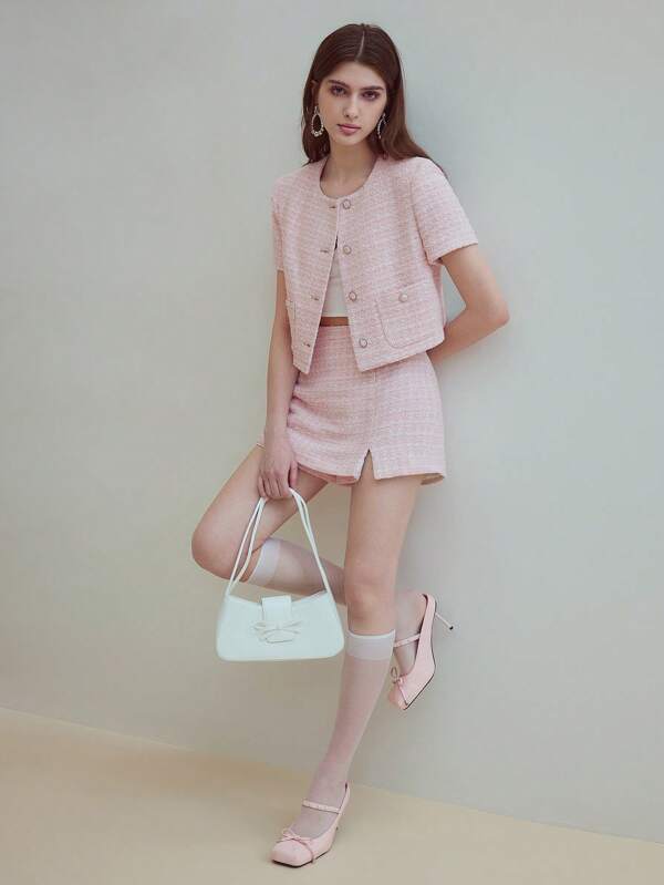MOTF STUDIO TWEED SPLIT SHORT