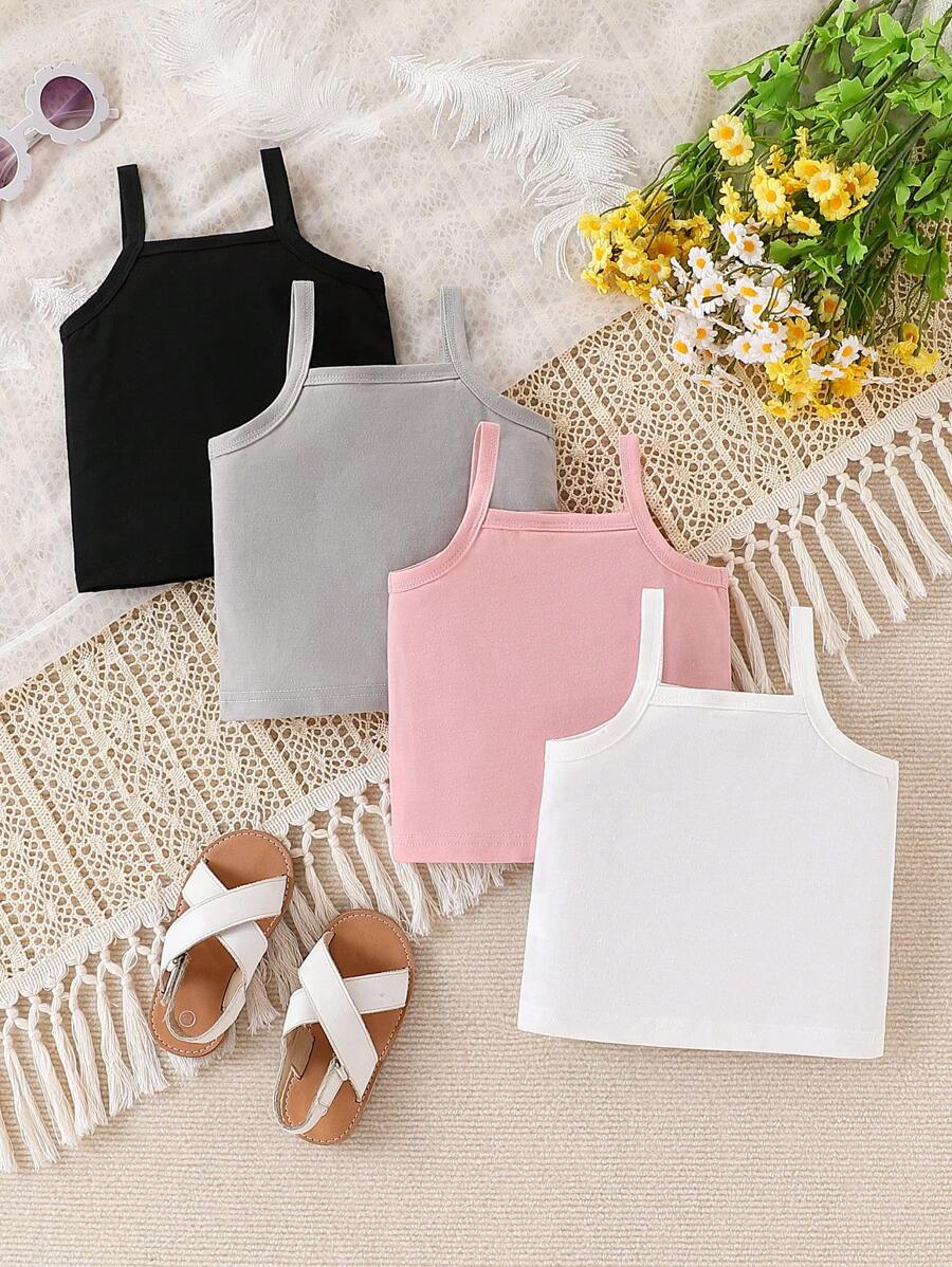 SHEIN Vintaside Kids 4pcs Baby Girls Summer Casual & Comfortable Camisole Set - Multicolor - View 1