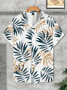 Manfinity RSRT Plus Size Men's Tropical Print Vacation Casual Shirt