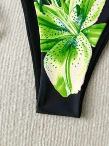 Spring Break Sexy Floral Print Side Tie Bikini Bottom, Summer Vacation - Multicolor - View 3