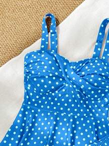 Swim Lushoire Đồ bơi đi biển giảm béo cao cấp mới dành cho phụ nữ, che bụng, thích hợp cho kỳ nghỉ và spa - Màu xanh lam - Xem 6
