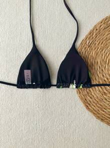 Swim Vcay 性感女士花卉印花比基尼上衣，海滩夏日