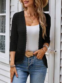 EMERY ROSE 1pc Women Regular Solid Color Long Sleeve Jacket, Minimalist Fashionable For Summer,Business Casual Woman In Fall/Winter