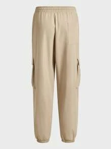 Mainfolk Plus Size Men's Camel Color Woven Cargo Pants, Long Pants - Camel - View 4