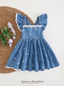 Cozy Pixies Baby Girl Sleeveless Ruffle Waist Casual Comfortable Dress - Blue - View 1