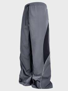 Manfinity VCAY 大码男士黑灰色宽松梭织长裤，街头风格