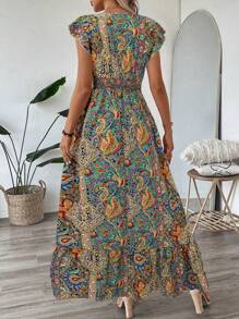 SHEIN LUNE Women's Casual Abstract Pattern Long Sleeve Dress, Versatile Basic Outfit For Autumn/Winter,Casual - Multicolor - View 2