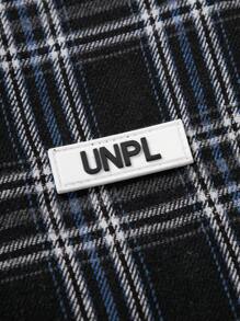 SHEIN Explorewe 1pc Boys' Classic Plaid Drop Shoulder Single-Breasted Lapel Formal Shirt, Spring/Summer