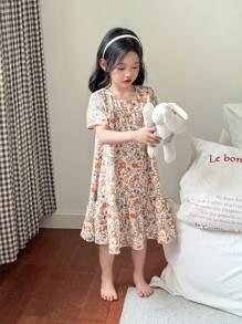 Zikori Zikori Camisola Larga com Decote Redondo e Estampa Fofa de Raposa e Tigre para Meninas Jovens