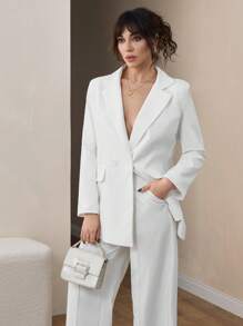 CLARA VERO Blazer casual de mujer de manga larga con cuello de solapa, de unicolor