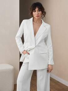 CLARA VERO Blazer casual de mujer de manga larga con cuello de solapa, de unicolor