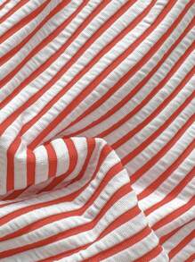 Swim Mod Women's Striped Cute Girl Style Bikini Set With Triangle Cup And Tie Top For Summer Beach Vacation - Red - View 6