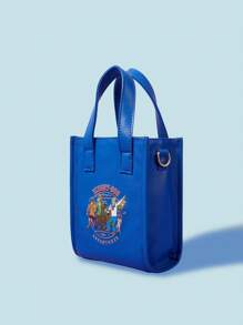 SCOOBY-DOO X SHEIN Women's Fashion Cartoon Portrait Pattern Top Handle Bag - Blue - View 2