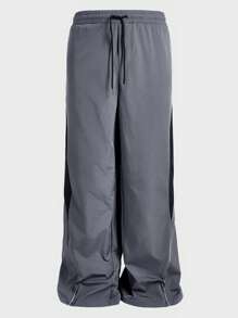 Manfinity VCAY 大码男士黑灰色宽松梭织长裤，街头风格