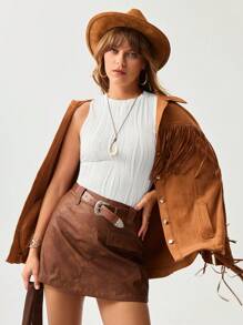 SHEIN LUNE Seamless Knit Textured Elastic All-Match Tank Top For Women, Versatile Design, Suitable For All Seasons - White - View 1