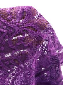 DAZY Lace Mesh Deep V-Neck Backless Sexy One-Piece - Purple - View 8