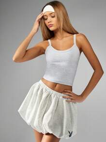 Missguided x Playboy Balloon Mini Skirt Loungewear Puffball Design Elastic Waist Athleisure ComFort Wear Spring Summer Casual Sporty Streetwear