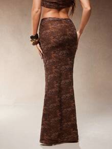 Hauture Jupe imprimée de paisley léopard fendue devant sexy pour soirée festive pour femmes