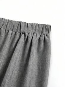 Calvaya Plus Size Women Button Decorated Waist Crossed Front Seam Long Wide Leg Casual Pants Fall Cloth For Women