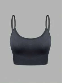 SHEIN 1pc Seamless Camisole Top For Teen Girls - Black - View 3