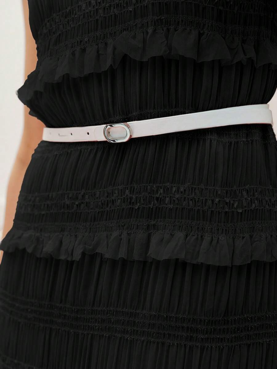 MOTF PREMIUM VESTIDO CON FALDA ACAMPANADA DE VOLANTES - Negro - Ver 2