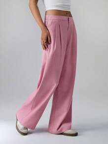 TRNVIE Women's Ultra-Low Waist Slimming Minimalist Casual Trousers - Pink - View 3