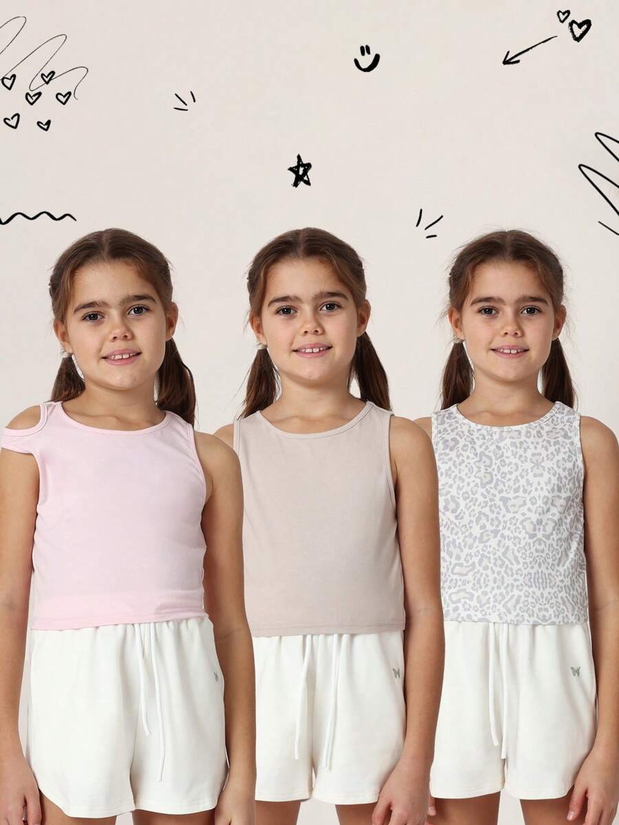 SUMWON 女童粉色短款无袖背心舞蹈运动夏季训练基本款吊带背心运动必备青年运动服分层装 - 彩色 - 查看 1