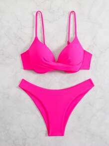 Swim Vcay Beach Summer Women's Halter Bikini Set, Push-Up