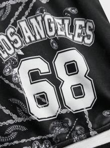 SHEIN Tween Jungen Lässig Set bestehend aus Kurzarm T-Shirt mit Buchstaben-Muster Patchwork und kontrastfarbigen Elementen sowie Shorts, Zweiteiler für Teenager