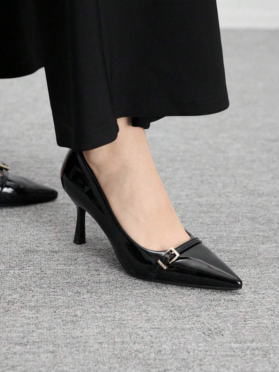 CUCCOO BIZCHIC Women Shoes Black Fashion Thin Heel Pointed Women's High Heel Shoes Women's Shoes Outdoor Daily Commuter Party Shoes Banquet Women's Shoes Valentine's Day - Black - View 1