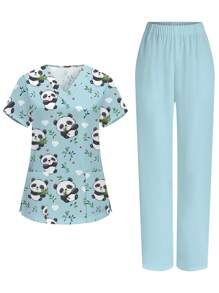 PopScrub Set de uniforme de enfermera con estampado de oso, que incluye blusa de pico y pantalones. Conjunto de ropa de entrenamiento. Conjunto de uniformes estampados para mujeres con cuello en V con textura. Blusa casual de manga corta para trabajo. Blusa fruncida de escote en V para mujeres. Camisa de uniforme de enfermera de manga corta con cuello en V y 2 bolsillos. Camiseta gráfica suave y elástica con cuello en V y manga corta para mujeres. Conjunto de uniforme de enfermera/médico con estampado de corazón rosa, conejos y bolsillos. Conjunto de uniforme de trabajo sólido para peluquería de mascotas. Conjunto de uniforme de trabajo de manga corta para nutricionista. Conjunto de uniforme de trabajo de laboratorio funcional con múltiples bolsillos.