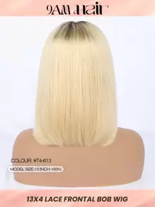 13*4 Short Straight Bob Wigs Frontal Lace 180% Density Human Hair Ombre4/613# Frontal Bob Wig - S4/613 - View 3