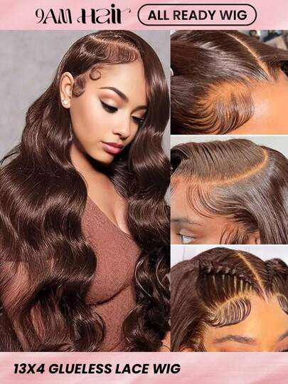 ALL READY WIG 26 Inch Chocolate Brown Glueless Front Wig Human Hair 180 Density 13x4 Body Wave Glueless Wigs Human Hair Pre Plucked Colored Frontal Wigs Human Hair Brown Wig Human Hair Wigs For Women