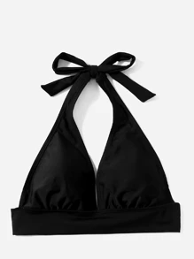 Swim Vcay Damen einfarbiger Bikini-Top mit Neckholder und Bindebändern am Rücken und Bikinihose Set