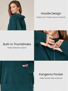 GLOWMODE Modal Silk Touch Oversized Long Sleeve Half-Zip Hoodie Fall