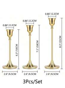 SHEIN Basic living 3 Stücke bronzefarbene, glockenförmige Kerzenhalter für Hochzeit und Party Atmosphäre Dekoration, Raumdekoration, Geschenke - Bronze - Übersicht 2