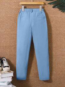 SHEIN Tween Boy Plain Minimalist Style Summer Pants - Baby Blue - View 2