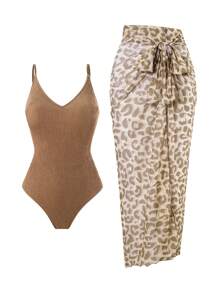 Swim Oasis Bộ đồ bơi liền thân màu trơn mới 2025 dành cho nữ kèm chân váy dài họa tiết hoa lưới, bộ đồ bơi liền thân thường ngày đi nghỉ mát bãi biển cho mùa hè - Nhiều màu - Xem 1