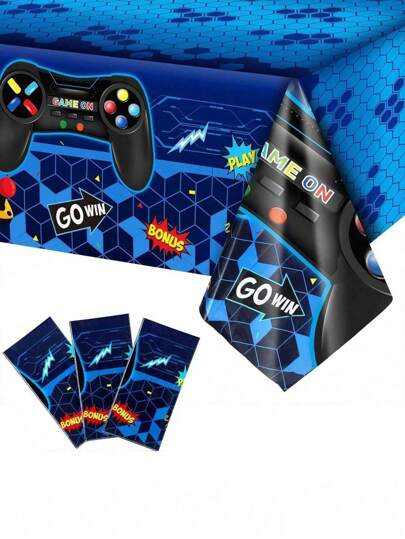 SHEIN 1 szt. Niebieski jednorazowy obrus do gier, dekoracja na przyjęcie urodzinowe, Boże Narodzenie