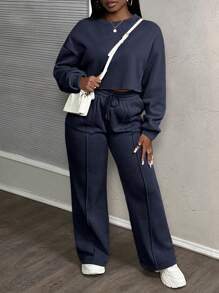 Slaydiva 2025夏季新品音乐节复活节圣帕特里克节生日派对毕业学生日常休闲百搭休闲邮轮旅行海滩日光浴网络休闲街头风格宽松运动女两件套 - 藍色 - 查看 5