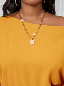 SHEIN Lady Autumn And Winter Elegant Vintage Work Casual Office Champagne Woven Off The Shoulder Ball Gown Bishop Sleeve Backless New Product Plus Size Jumpsuits - Yellow - View 8