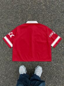 Manfinity Campus Court 男士街头风格红白对比 15# 运动印花图案衬衫