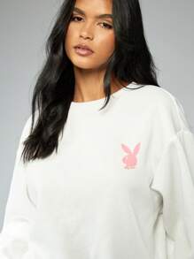 Missguided x Playboy 系列 经典小兔子标志卫衣 家居服 街头服饰 运动休闲 舒适版型 春季时尚必备 - 白色 - 查看 6