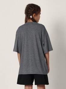 SUMWON Camiseta Básica Oversized para Meninas Pré-Adolescentes, Confortável, de Malha, Casual de Verão, de Manga Curta, Essencial de Volta às Aulas, Streetwear, Moda Adolescente