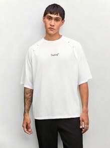 Manfinity VCAY Lässiges Unisex-T-Shirt mit Raglanärmeln und lockerer Passform, Rundhalsausschnitt und kurzen Ärmeln, vielseitig für den Alltag - Weiss - Übersicht 1