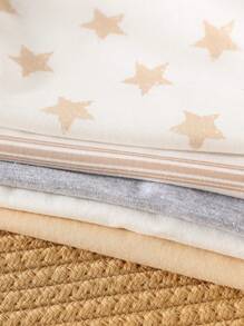 5pcs/Set Newborn Baby Boy Casual Versatile Knitted Soft Polka Dot & Stripe Pattern Vest Sets - Multicolor - View 12